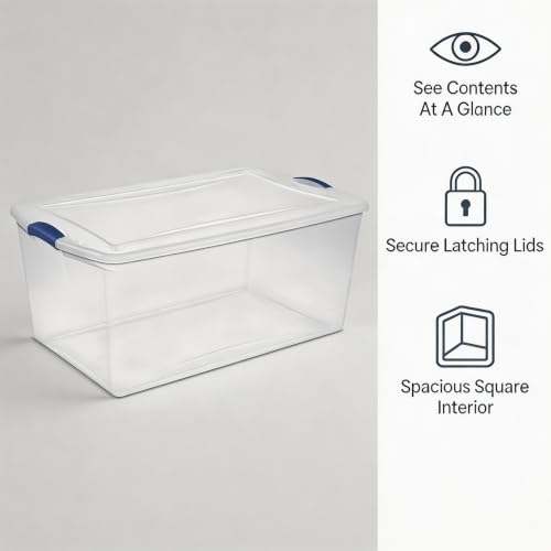2Pack 105 Quart Clear Plastic Storage Bin with Lid, Large Home Organizer