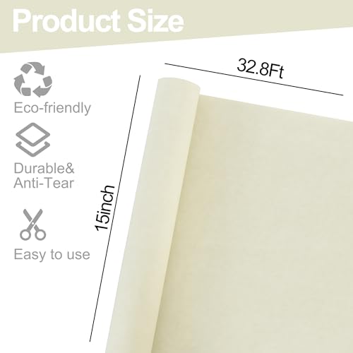 BEISHIDA Khaki Gift Wrapping Paper Roll, 15in X 32ft Kraft Bulletin Board Paper Gift Wrap for Christmas Mother's Day Valentine's Day Graduation, Flower Wrap - color: khaki