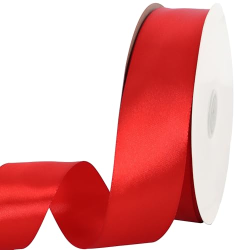 TONIFUL 100 Yard Red Satin Ribbon 1-1/2 Inch for Christmas Gift Wrapping - color: Red, size: 1-1/2 in x 100 yds