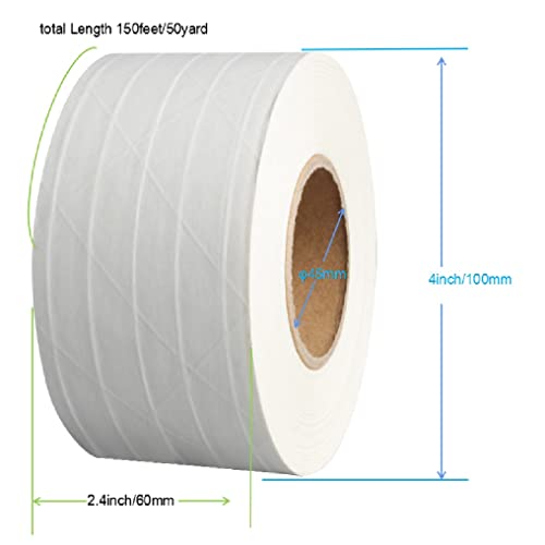 2 Pack Water Activated Tape Length 300 feet x Width 2.4" Reinforced Gummed Kraft Paper Tape Packing Sealing Fiberglass Recyclable Tape White - color: White