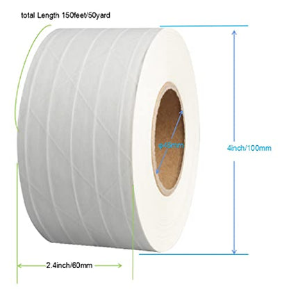 2 Pack Water Activated Tape Length 300 feet x Width 2.4" Reinforced Gummed Kraft Paper Tape Packing Sealing Fiberglass Recyclable Tape White - color: White