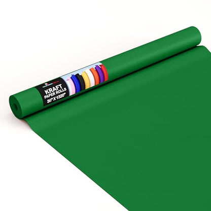 Crown Display Emerald Green Kraft Paper Roll - 36" X 1320" (110' Ft) - Perfect for Shipping & Packing - color: Emerald Green, size: 36" x 1320"