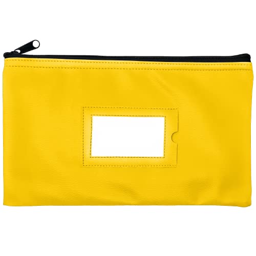 Money Bank Deposit Bag with Zipper, Cash Pouch, Yellow, 11x6 in, 1 Pack