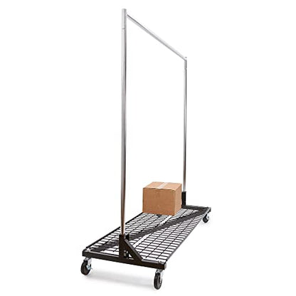 Econoco Brand Commercial Rolling Z-Rack with Wire Shelf - Black Base - color: Black, style: Z Rack with Base Shelf