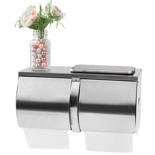 Desyeryamimi Double Roll Toilet Paper Holder Dispenser with Shelf Storage