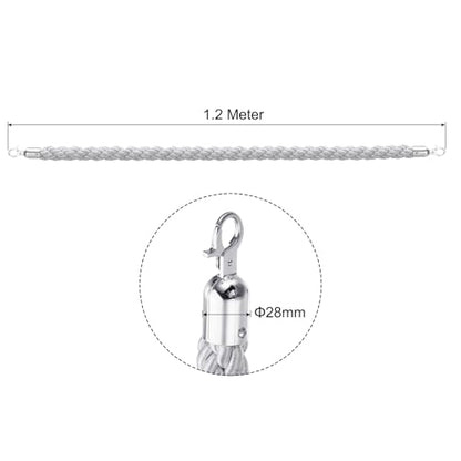 PATIKIL Stanchion Rope, 1.2m/3.9Ft Barrier Rope Twisted Post Ropes for Posts Stands Queue Divider Crowd Control of Hotel, White Silver - color: White, Silver, size: 3.9Ft
