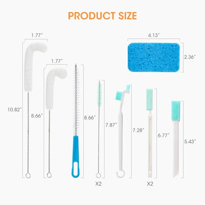 AIEVE Ice Machine Cleaner Brush Sets, 10 Pcs Ice Maker Cleaner Tools Kits with Crevice Cleaning Brush and Scrub Sponge for Countertop Ice Makers