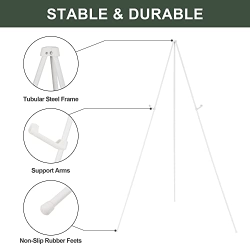 DANMO Easel Stand for Wedding Sign Poster 63'' Instant Display Floor Adjustable Metal Art Easel White - style: White