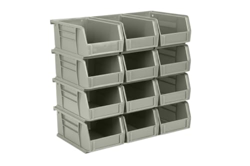 HE HUDSON EXCHANGE 7.5" x 4" x 3" (12 Pack) Plastic Stackable Storage Bin, Gray/Brown - color: Gray/Brown, size: 12 Pack