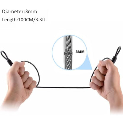 100CM/3.3ft 3mm Outdoor Travel Security Cable Lock,Braided Steel Coated Safety Cable Luggage Lock,Safety Cable Wire Rope Double Loop Lightweight GOMRQING (2 Pack) - size: 3.3FT-2 Pack