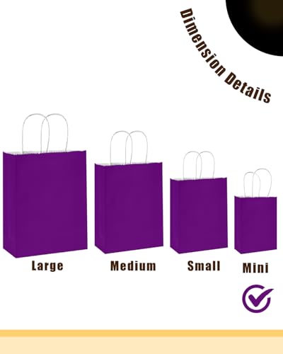 qiqee 24PCS Mini Gift Bag with Handles Bulk 4.5"x2.5"x6" Gift Bags Light Purple Bags Multiple Uses - color: Light Purple