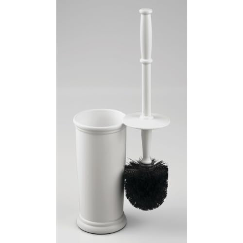 mDesign Toilet Bowl Brush and Holder - Covered Bathroom Toilet Brush - Standing Toilet Bowl Scrubber in Modern Holder - Space Saving, Deep Cleaning Brush for Toilet - Hyde Collection - Light Gray - color: Light Gray, size: Pack of 1