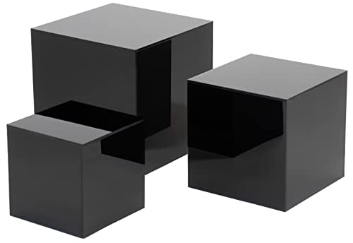 Red Co. Set of 3 Glossy Black Acrylic Cube Display Nesting Riser Stands with Hollow Bottoms - 2-Pack - color: Black, size: 4",5",6" - 2 Pack