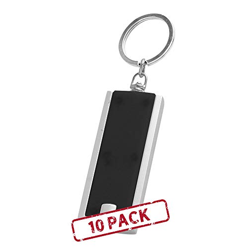 DISCOUNT PROMOS 10 Flashlight Keychains Pack - Rectangle, Plastic - Black - color: Blank – Black, size: 10 keychains