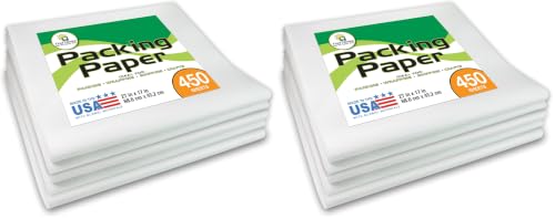 Tree House Packing Paper for Moving – 450 Newsprint Packing Paper Sheets – 27” x 17” Paper for Packing Dishes, Shipping, and Moving Supplies – Recyclable Movers’ Paper – Made in USA (Pack of 2) - size: 450 Sheets (Pack of 2)
