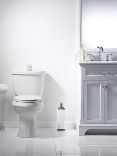 Clorox Covered Toilet Brush and Caddy with Splash Guard & Non-Skid Base, 2-Piece, White - style: Brush with Holder