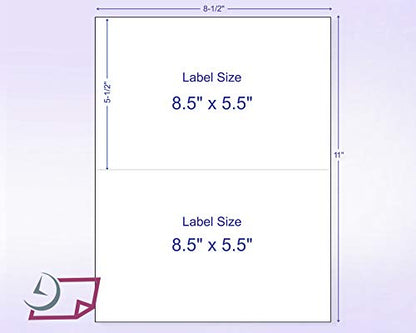 NextDayLabels Half Sheet Shipping Labels 5.5" x 8.5" – Printable Blank Labels for Laser & Inkjet Printers, White Self-Adhesive Stickers, 2 Per Page for Ship, FBA, UPS & FedEx, Made in USA, 500 Pack - size: 500 Sheets