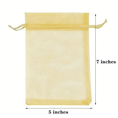 TICBRY 5x7 Inch Sheer Organza Mesh Drawstring Gift Goodie Bags Gold 50pcs - color: Gold, size: 5x7 Inch (Pack of 50)
