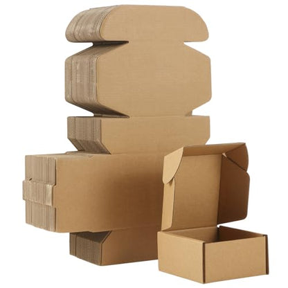 Qilery 100 Pcs 4x4x2'' Shipping Boxes Corrugated - size: 4x4x2''