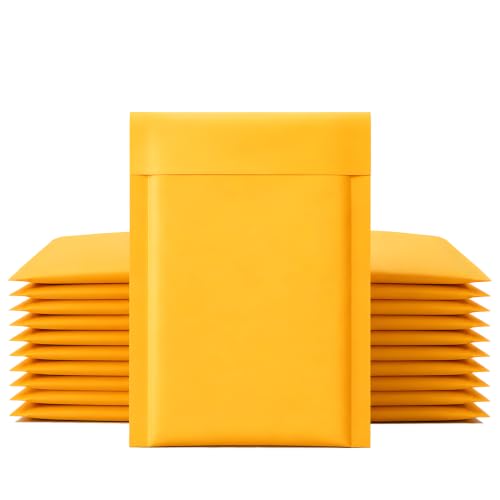 Lulupack 6x9 Inch yellow Kraft Paper Bubble Mailers - Durable Protective Shipping Bags with Peel-and-Seal Adhesive, Shockproof Packaging for Fragile Items, Documents & Electronics (25-Pack) - size: 25 pack, style: 6'' x 9''