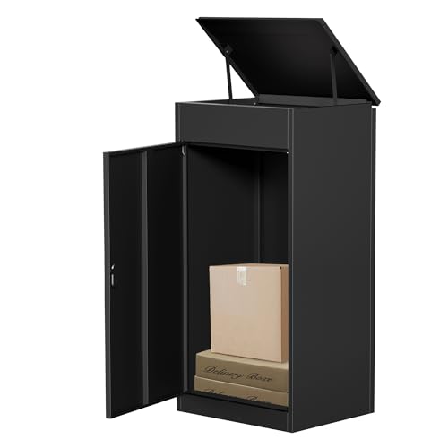 Package Delivery Boxes for Outside, Large Mailbox for Parcel 19.7”x16.1x”41.3”, Anti-Theft Parcel Mailbox with Coded Lock, Wall Mounted Waterproof Home Parcel Box for Porch Yard, Galvanized Steel - size: 19.7”x16.1”x41.3”