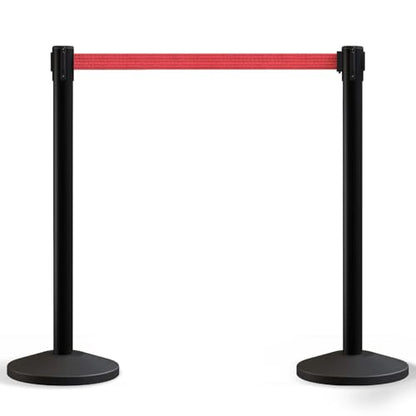 Crowd Control Warehouse 2-Pack Retractable Belt Barriers, 11 Ft Red - color: Red Belt with Black Post