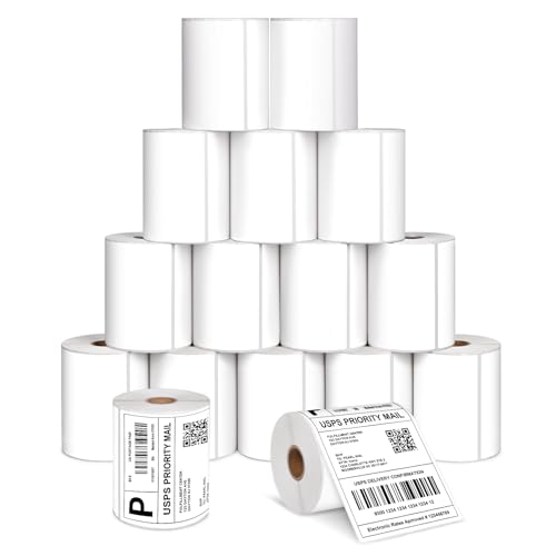 4x6 Thermal Labels - Waterproof Shipping Labels for Thermal Printers, 250/Roll, 16 Rolls, White (Packaging/Mailing/Inventory) - size: 16 Rolls 丨 4000 Labels