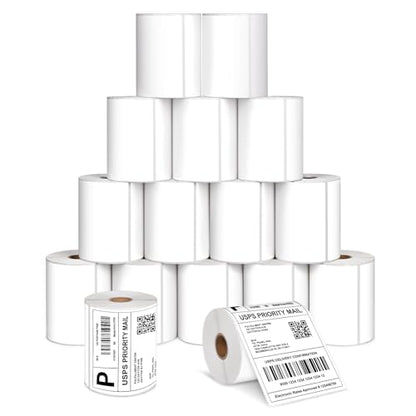 4x6 Thermal Labels - Waterproof Shipping Labels for Thermal Printers, 250/Roll, 16 Rolls, White (Packaging/Mailing/Inventory) - size: 16 Rolls 丨 4000 Labels