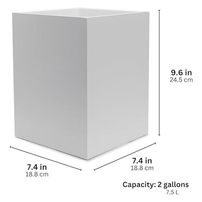 YEW DESIGN Matte White Square 2 Gallon Trash Can for Home and Bathroom - color: White Square