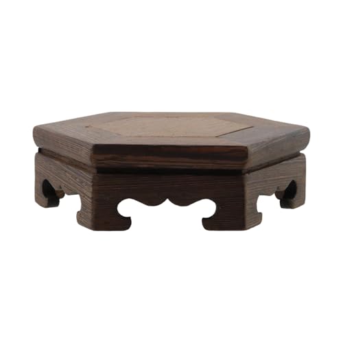 Wooden Display Stand Base 5.31" x 5.31" Wood Carved Craft Pedestal - size: Hexagon, 5.31" x 5.31"