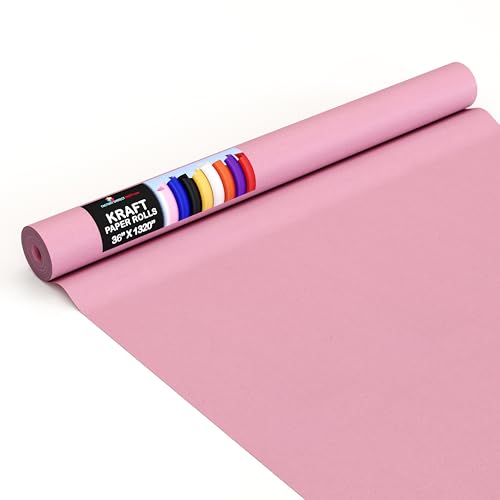 Crown Display Hot Pink Kraft Paper Roll - 36" X 1320" (110' Ft) - Perfect for Shipping & Packing - Craft Paper - color: Hot Pink, size: 36" x 1320"