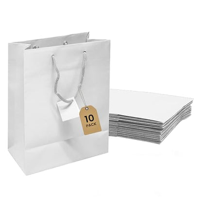 Novel Box White Gift Bags with Handles 10 Pack 4.75x3.25x6.75 Inches - color: White, size: Small