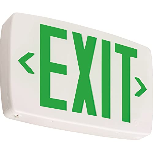 Lithonia Lighting Quantum LED Emergency Exit Sign, Thermoplastic Exit Only Sign with Stencil-Faced White Housing and Green Letters (LQM S W 3 G 120/277 M6) - color: Green, size: 11.75" | Sign Only