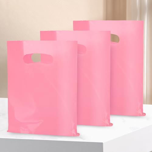 Pink 100 PCS Small Gift Bags, 6"x8" Goodie Party Favor Bags with Handle, Treat Retail Pouches for Kids Birthday, Christmas, Small Business - color: Pink-100PCS