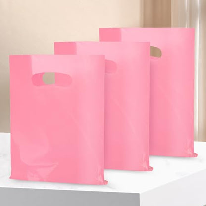 Pink 100 PCS Small Gift Bags, 6"x8" Goodie Party Favor Bags with Handle, Treat Retail Pouches for Kids Birthday, Christmas, Small Business - color: Pink-100PCS