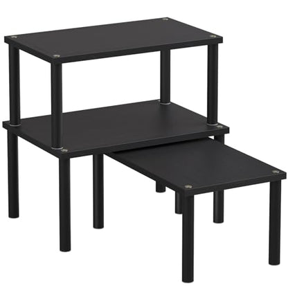 Set of 3 Bamboo Cabinet Organizer Shelf,Medium(Black) - color: Black, size: Medium