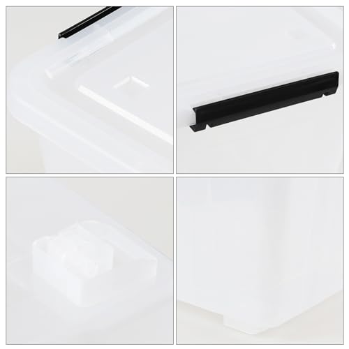 4-Pack 50 Qt Lidded Storage box, Large Clear Plastic Bin with Wheels - size: 50 Quarts