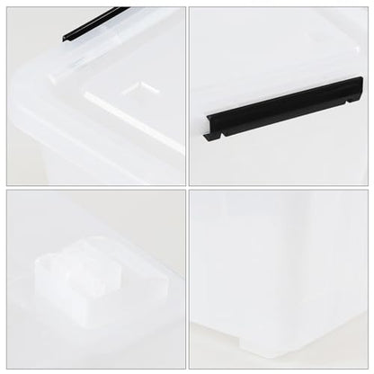 4-Pack 50 Qt Lidded Storage box, Large Clear Plastic Bin with Wheels - size: 50 Quarts