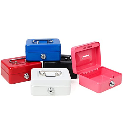 Decaller Mini Cash Box with Lock and Slot, Metal Coin Bank Piggy Bank for Adults & Kids, 4.9" x 3.7" x 2.3", Black - color: Black, size: X Small (4.9 Inch)