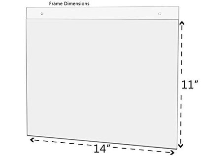 25 Pack Clear Acrylic Sign Holder 14" x 11" with Hanging Hardware for Hours of Operation Upcoming Events and Important Notices in Offices and Healthcare Facilities by Marketing Holders - size: 14" w x 11" h