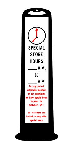 Cortina TrailBlazer Veritical Panel with "Special Store Hours" Customizeable with Permanent Marker, 03-768BLK-SSH, Black with White Messaging Area - style: Special Store Hours
