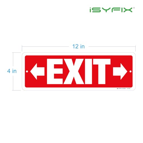 iSYFIX Exit Signs 2 Pack 12x4 Inch with Right & Left Arrows - color: Metal Right&Left, size: 2 Pk 12x4