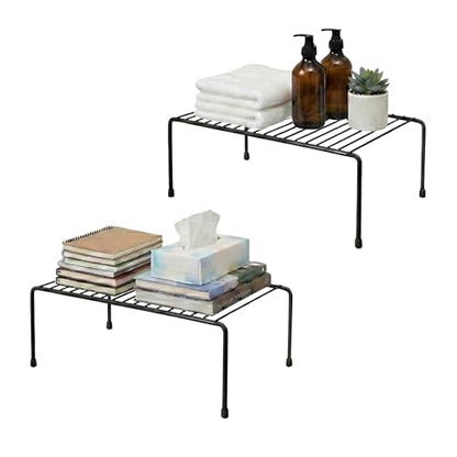 Evelots Wire Shelf Organizer Set, Metal Cabinet Shelf Risers, 2-Pack, Black - color: Black - Regular, size: Set of 2