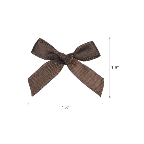 MECCANIXITY 50Pcs Mini Ribbon Bow 1.8 inch Mini Fabric Satin Ribbon Flower Bows for Craft DIY Sewing Wedding Birthday Party Dark Coffee - color: Dark Coffee, size: 1.8 Inch