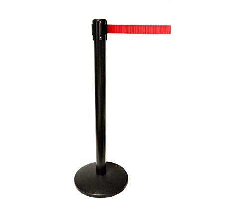 40" HT Retractable Belt Queue Safety Stanchions Barrier Combo Set (2 Posts Red Belt+WBracket) - color: 2 Posts Red Belt+wbracket