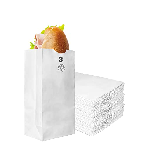 EcoQuality Kraft Paper Bags - Medium 3LB Capacity, Ideal for Lunch, Bakery, Candy, Grocery, Craft Use - 2000 Count (#3)