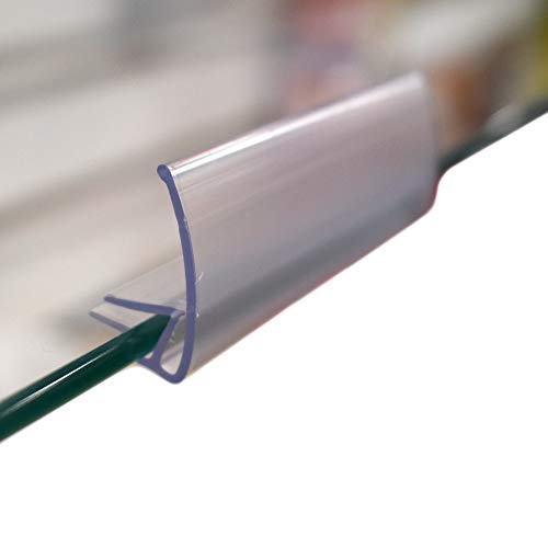 Glass Shelf Label Holder, Clear Sign Clip for Glass Shelving from 3/16" to 1/4" Thick, 2.9" L x 1" H, 100 Pack - size: 100 Pack