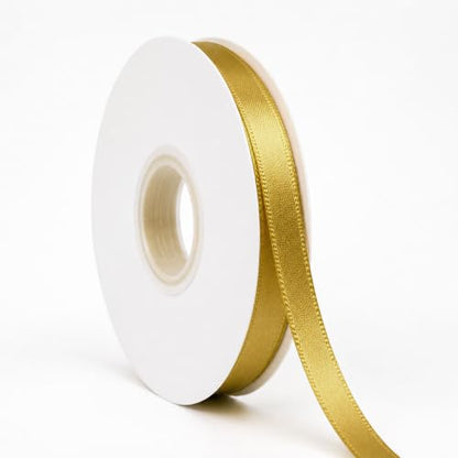 Gold Ribbon Satin Ribbon 3/8 Inch x 50 Yards with Spool - color: Gold
