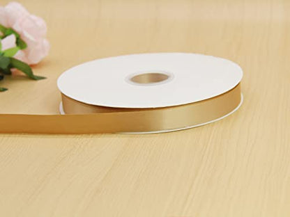 3/4" Khaki Double Face Satin Ribbon 100yd for Gifts - color: #835 Khaki, size: 7/8 inch