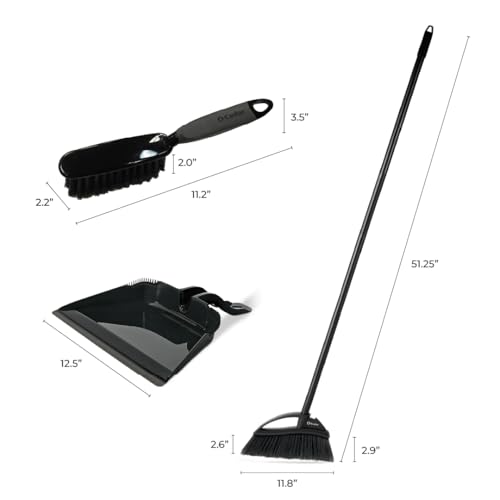 O-Cedar Strong Sweep Broom and Dustpan Set with Detail Brush | Indoor Outdoor Heavy Duty Stiff Bristle Broom | Step-On Dust Pan - size: Strong Sweep Broom and Brush